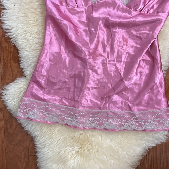 Pink Satin Camisole Top with Lace Trim by Eyeshadow/ Size Small - Picture 3 of 7
